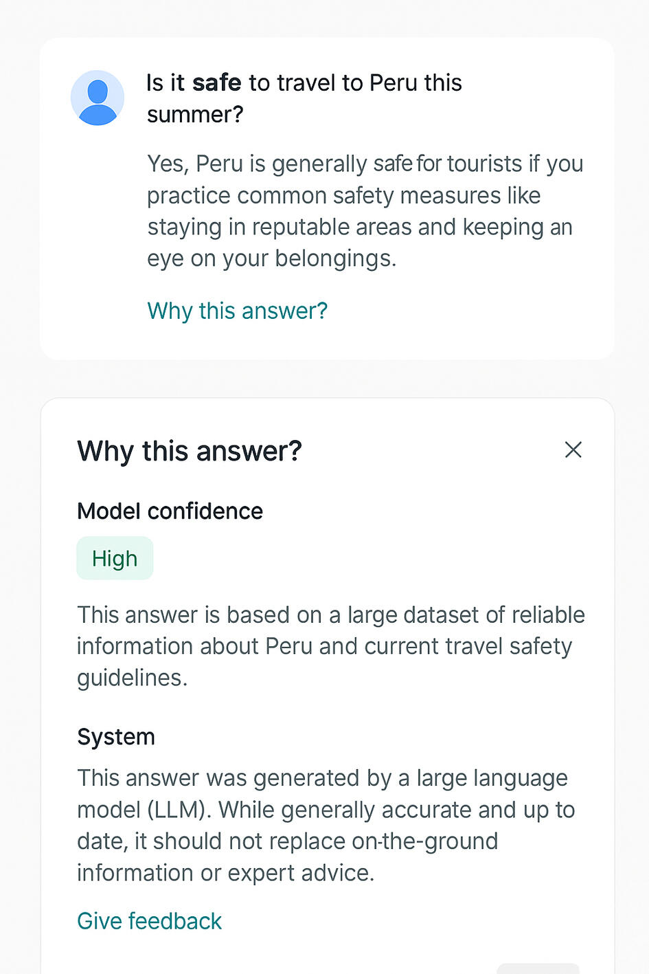 Confidence Level UI Sample